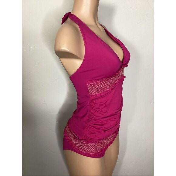 New. Bleu Rod Beattie rouge smocked tankini set 12-top/8-bottom.  Retails $161 - Picture 3 of 7